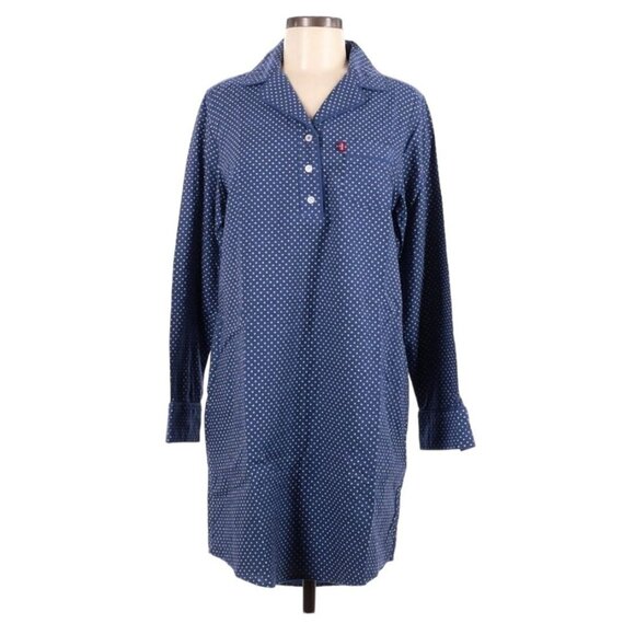 Levi's Women's Pajama Shirt Dark Chambray Small Polka Dot Pattern Long Sleeve - Picture 1 of 14